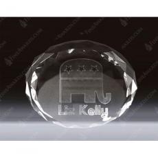 Employee Gifts - Clear Crystal 3D Oval Desk Award with Beveled Edges