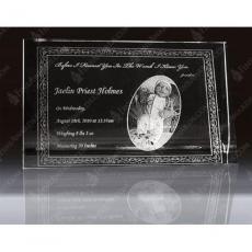 Employee Gifts - Clear Crystal 3D Horizontal Plaque