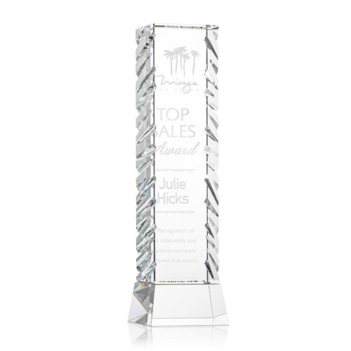 Corporate Awards - Crystal Awards - Crystal Pillar Awards - Kaleidoscope Obelisk on Base Crystal Award