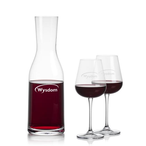 Corporate Recognition Gifts - Etched Barware - Caldmore Carafe & Breckland Wine