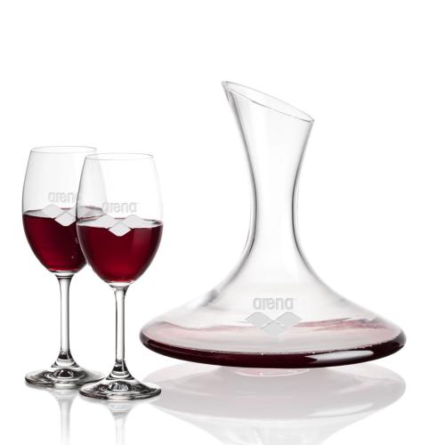 Corporate Recognition Gifts - Etched Barware - Madagascar Carafe & Naples Wine