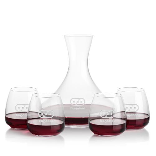 Corporate Recognition Gifts - Etched Barware - Senderwood Carafe & Hogarth Stemless Wine