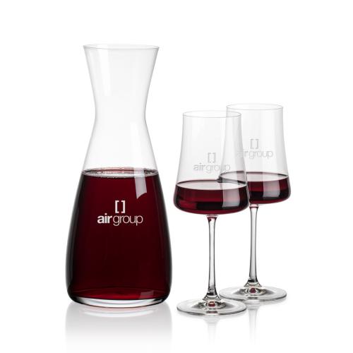 Corporate Recognition Gifts - Etched Barware - Portofino Carafe & Dakota Wine