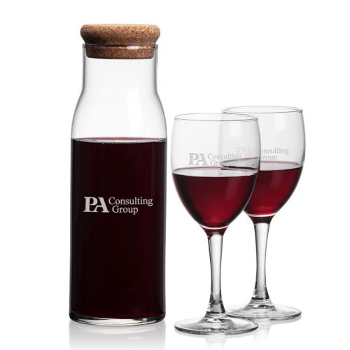 Corporate Recognition Gifts - Etched Barware - Aviston Carafe & Carberry Wine