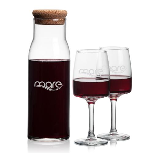 Corporate Recognition Gifts - Etched Barware - Aviston Carafe & Cherwell Wine