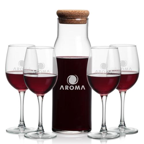 Corporate Recognition Gifts - Etched Barware - Aviston Carafe & Connoisseur Wine