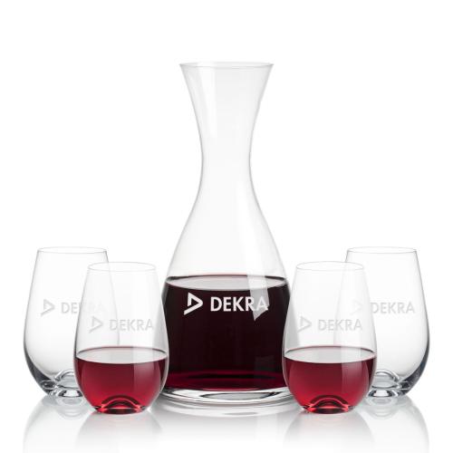 Corporate Recognition Gifts - Etched Barware - Barham Carafe & Boston Stemless Wine