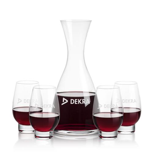 Corporate Recognition Gifts - Etched Barware - Barham Carafe & Glenarden Footed Wine