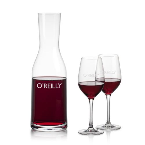 Corporate Recognition Gifts - Etched Barware - Caldmore Carafe & Lethbridge Wine