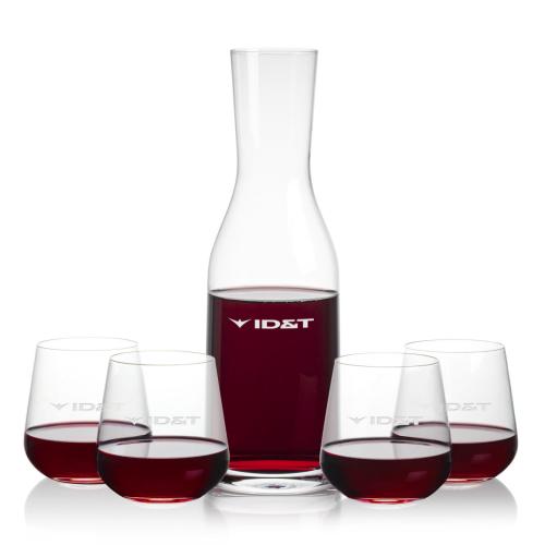 Corporate Recognition Gifts - Etched Barware - Caldmore Carafe & Howden Stemless Wine