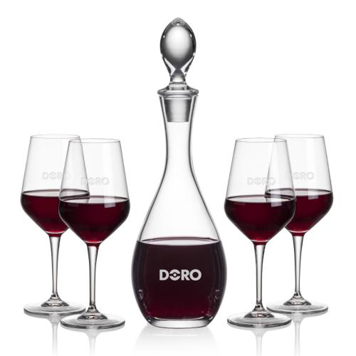 Corporate Recognition Gifts - Etched Barware - Malvern Decanter & Germain Wine
