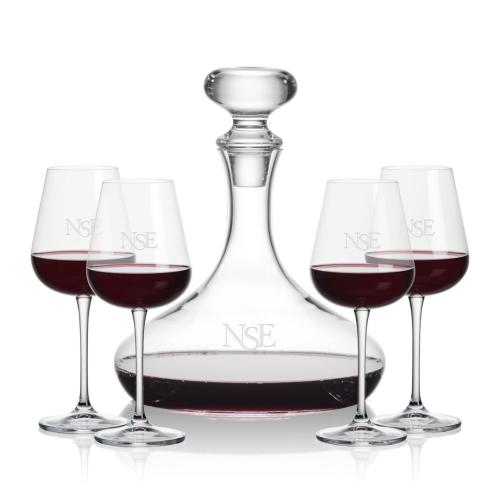 Corporate Recognition Gifts - Etched Barware - Stratford Decanter & Breckland Wine