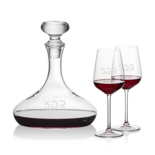 Corporate Recognition Gifts - Etched Barware - Stratford Decanter & Elderwood Wine