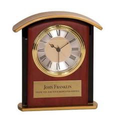 Employee Gifts - Brown Mahogany Finish Top Clock with Gold Accents
