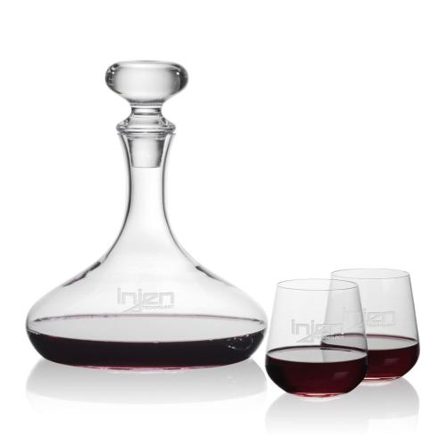 Corporate Recognition Gifts - Etched Barware - Stratford Decanter & Howden Stemless Wine