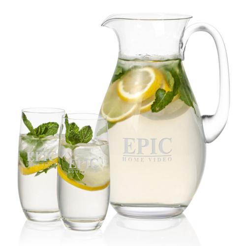 Corporate Recognition Gifts - Etched Barware - St Tropez Pitcher & Charleston Beverage