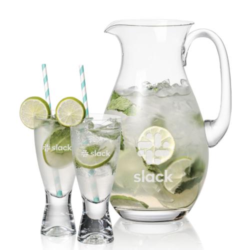Corporate Recognition Gifts - Etched Barware - St Tropez Pitcher & Bastien Cocktail