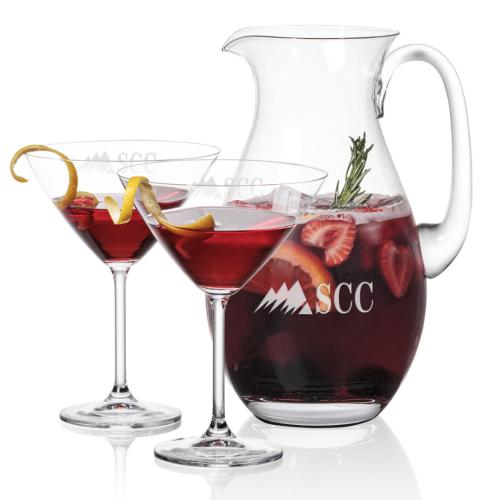 Corporate Recognition Gifts - Etched Barware - St Tropez Pitcher & Coleford Cocktail