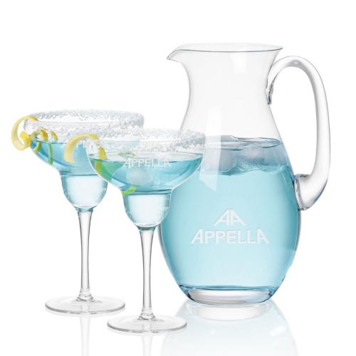 Corporate Recognition Gifts - Etched Barware - St Tropez Pitcher & St Tropez Cocktail