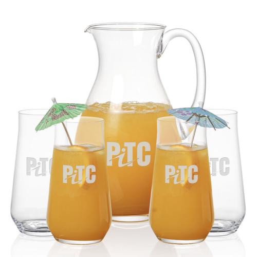 Corporate Recognition Gifts - Etched Barware - Charleston Pitcher & Bretton Beverage