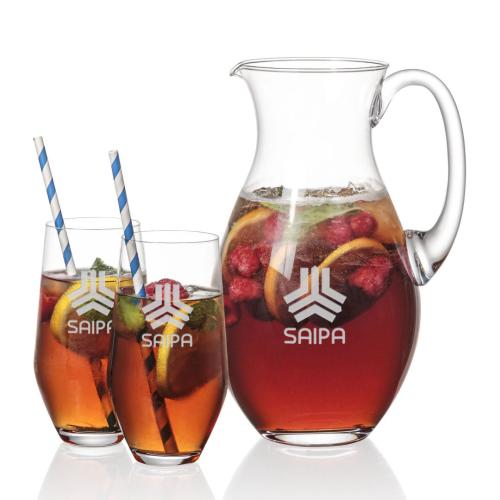 Corporate Recognition Gifts - Etched Barware - Charleston Pitcher & Graydon Beverage