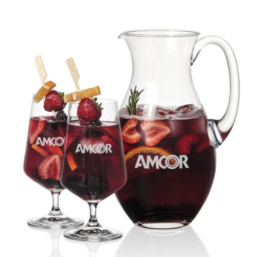 Corporate Recognition Gifts - Etched Barware - Charleston Pitcher & Breckland Cocktail