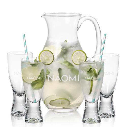 Corporate Recognition Gifts - Etched Barware - Charleston Pitcher & Bastien Cocktail
