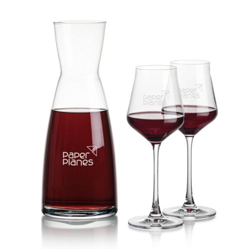 Corporate Recognition Gifts - Etched Barware - Winchester Carafe & Bretton Wine