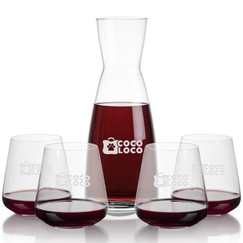 Corporate Recognition Gifts - Etched Barware - Winchester Carafe & Crestview Stemless