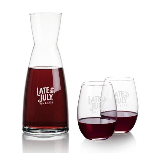 Corporate Recognition Gifts - Etched Barware - Winchester Carafe & Laurent Stemless