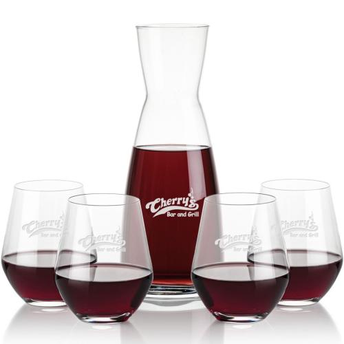 Corporate Recognition Gifts - Etched Barware - Winchester Carafe & Reina Stemless