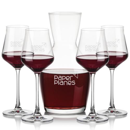 Corporate Recognition Gifts - Etched Barware - Westwood Carafe & Bretton Wine