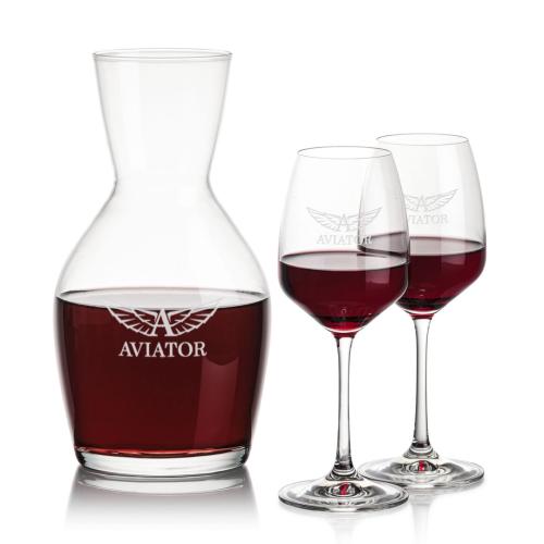 Corporate Recognition Gifts - Etched Barware - Westwood Carafe & Oldham Wine