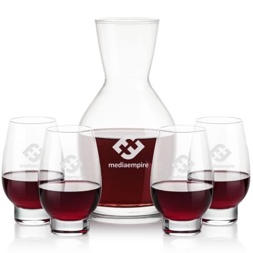 Corporate Recognition Gifts - Etched Barware - Westwood Carafe & Glenarden Stemless