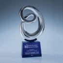 Infinia Chrome Sculpture Award with Optical Crystal Blue Base