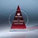 Clear Optical Crystal Circle Award with Red Triangle Icon