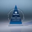 Clear Optical Crystal Circle Award with Blue Triangle Icon
