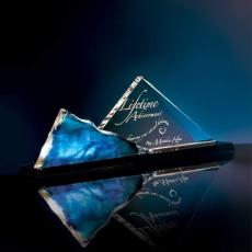 Employee Gifts - Liquid Sapphire Pyramid Glass Award