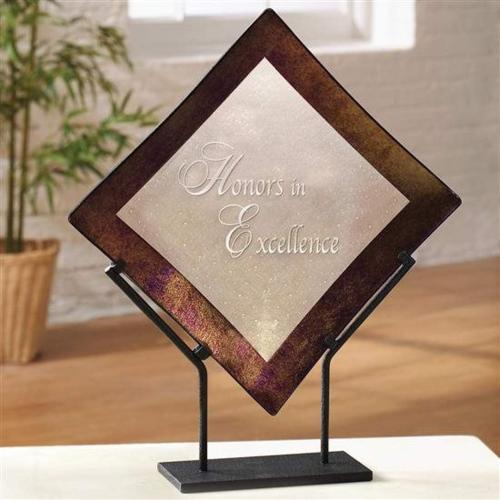 Corporate Awards - Glass Awards - Art Glass Awards - Bronze Border Diamond Glass Award