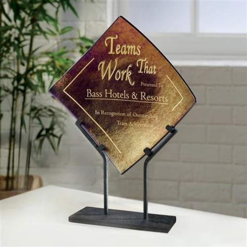 Corporate Awards - Glass Awards - Art Glass Awards - Bronze Iridescence Diamond Glass Award