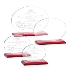 Employee Gifts - Austin Red (Horiz) Circle Crystal Award