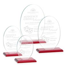 Employee Gifts - Austin Red (Vert) Circle Crystal Award