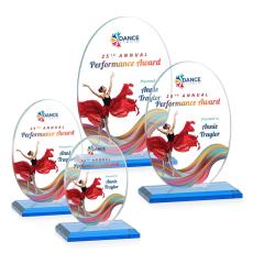 Employee Gifts - Austin (Vert) Full Color Sky Blue Circle Crystal Award