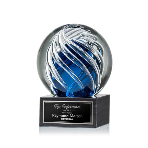 Corporate Awards - Glass Awards - Art Glass Awards - Genista Glass on Square Marble Base Award