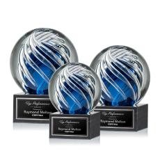 Employee Gifts - Genista Spheres on Square Marble Base Glass Award