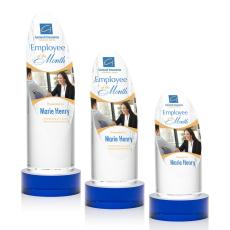 Employee Gifts - Lauder Full Color Blue on Base Circle Crystal Award