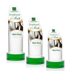 Employee Gifts - Lauder Full Color Green on Base Circle Crystal Award