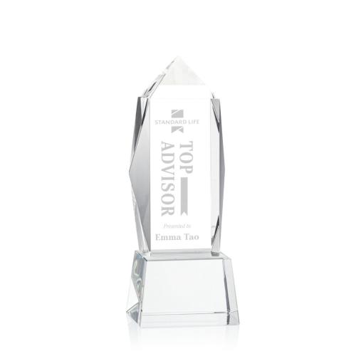 Corporate Awards - Crystal Awards - Crystal Pillar Awards - Bloomington Clear on Base Obelisk Crystal Award