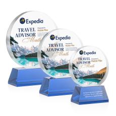 Employee Gifts - Glenwood Vividprint Blue on Base Circle Crystal Award