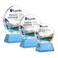 Employee Gifts - Glenwood Vividprint Sky Blue on Base Circle Crystal Award